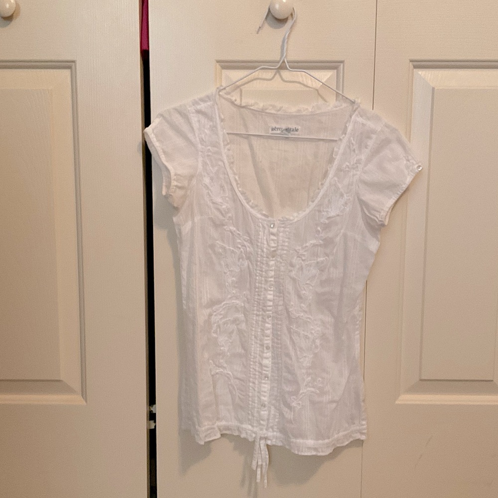 Aeropostale White Lace Blouse (Size XS)